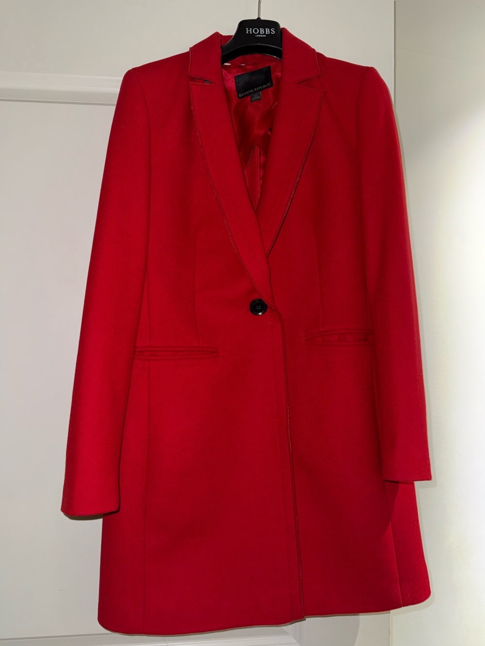 Banana Republic Red Single-Button Wool-blend Pea Coat